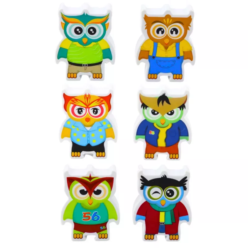 LEAN TOYS Juego educativo búhos arcade puzzle lógico dominó 18 piezas