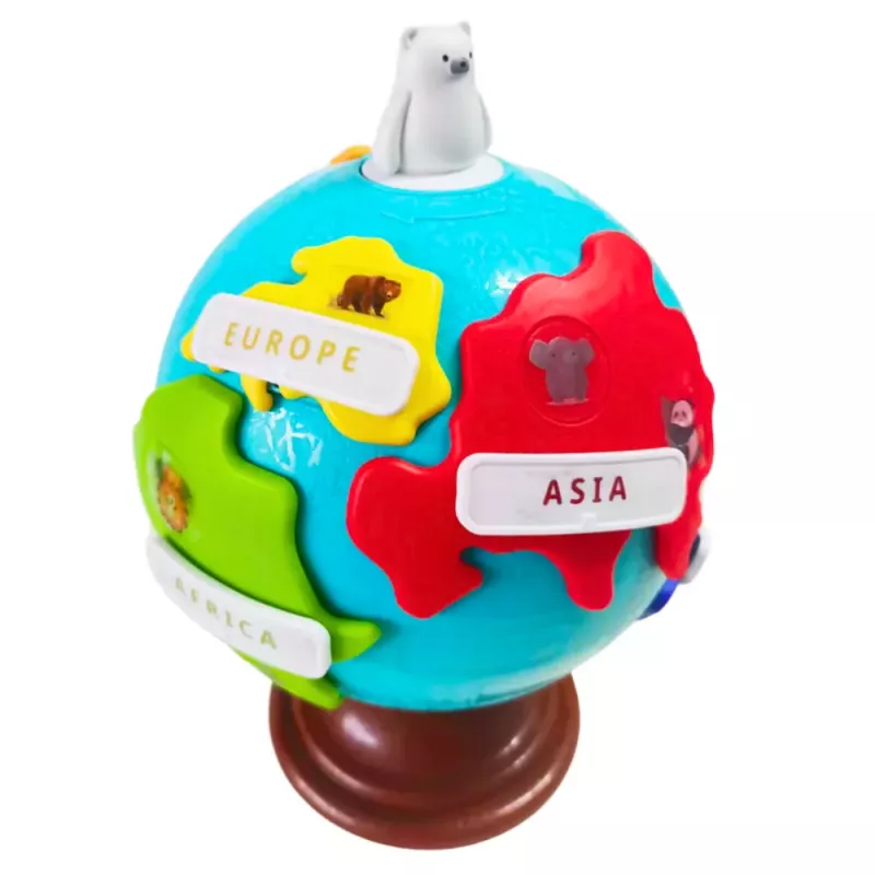 LEAN TOYS Globo terráqueo de aprendizaje interactivo para niños pequeños continentes giratorio