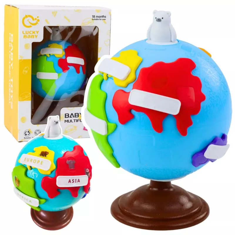 LEAN TOYS Globo terráqueo de aprendizaje interactivo para niños pequeños continentes giratorio