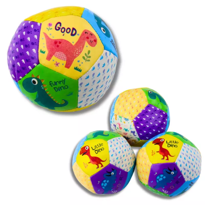 LEAN TOYS Set de pelotas blandas con dinosaurios multicolor 9 cm 3 uds.