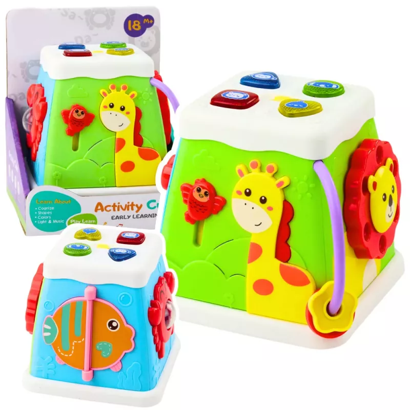 LEAN TOYS Cubo de aprendizaje multifuncional interactivo luz y sonido