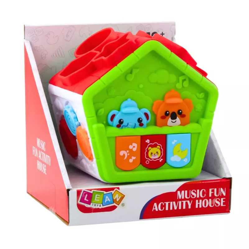 LEAN TOYS Casa de aprendizaje clasificadora interactiva para niños pequeños verde
