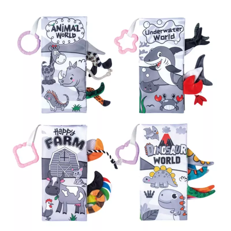 LEAN TOYS Set de libros sensoriales educativos blandos para niños pequeños 4 piezas