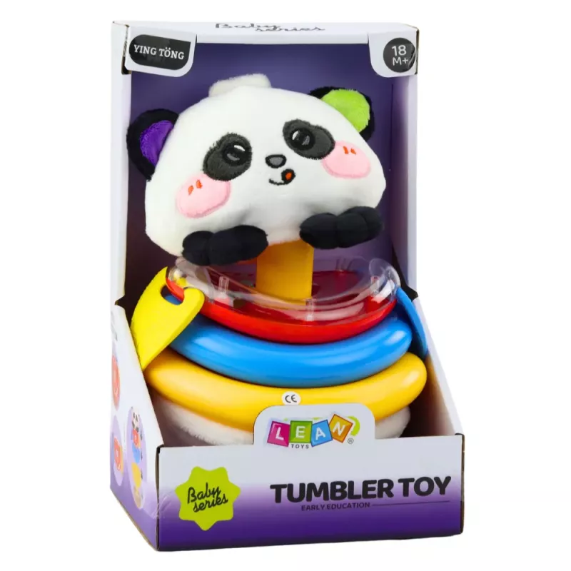 LEAN TOYS Juguete sensorial muñeco panda pirámide mordedor sonajero