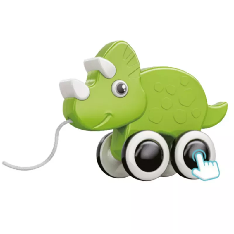 LEAN TOYS Dinosaurio juguete de arrastre con cuerda y sonido eco verde