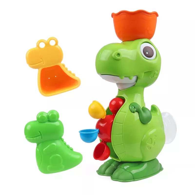 LEAN TOYS Set de juguetes de baño dinosaurios con accesorio de molino 8 piezas