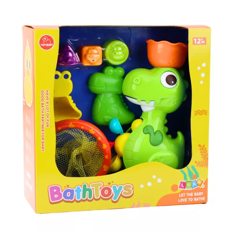LEAN TOYS Set de juguetes de baño dinosaurios con accesorio de molino 8 piezas