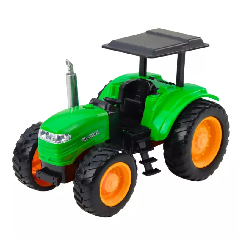 LEAN TOYS Tractor de granja RC verde con mando a distancia con remolque