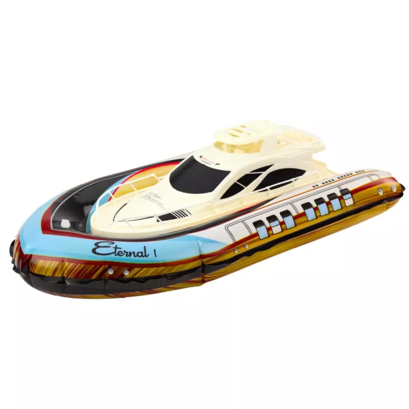 LEAN TOYS Yate de lujo barco inflable con mando a distancia RC luces LED