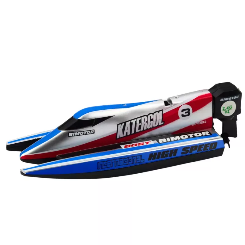 LEAN TOYS Lancha motora RC azul-plata 14 cm