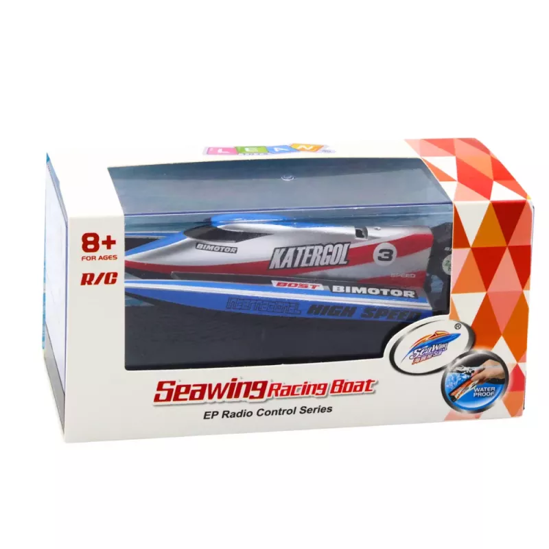 LEAN TOYS Lancha motora RC azul-plata 14 cm