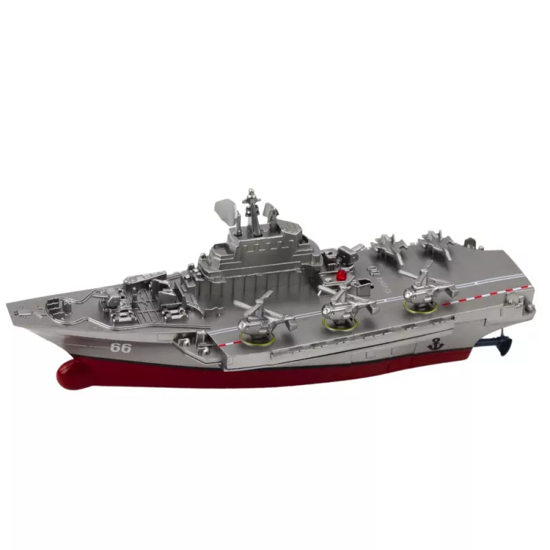 LEAN TOYS Barco militar con mando a distancia RC plata 15 cm