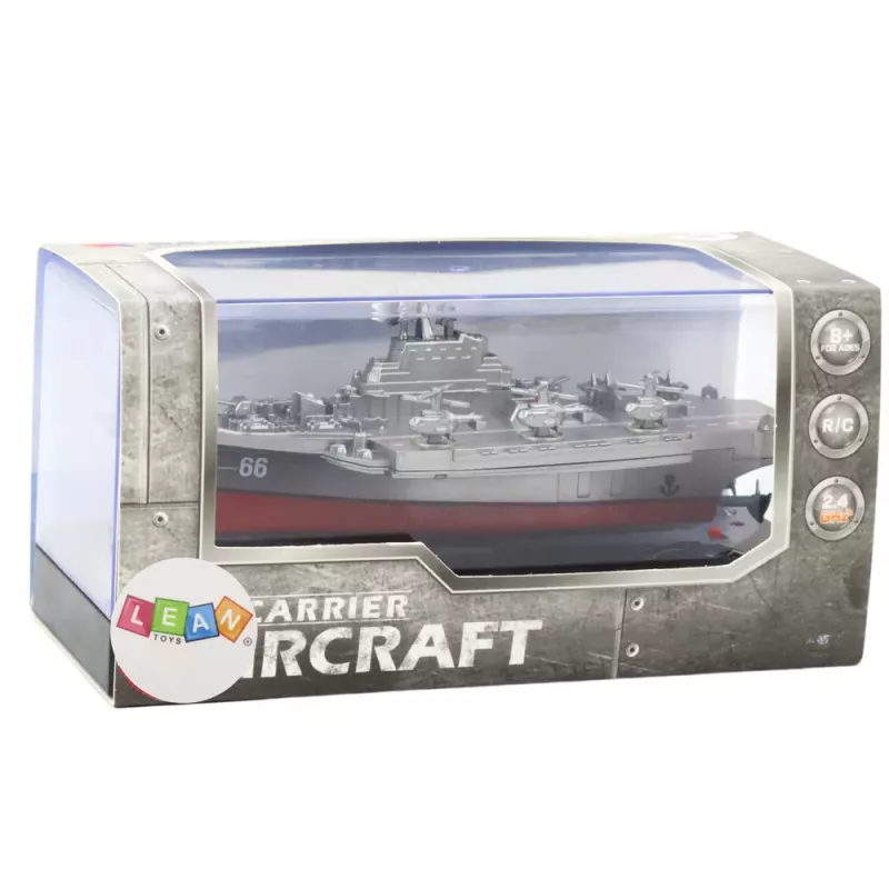 LEAN TOYS Barco militar con mando a distancia RC plata 15 cm