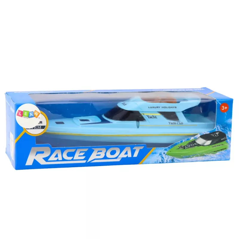 LEAN TOYS Barco lancha motora yate flotante a pilas azul