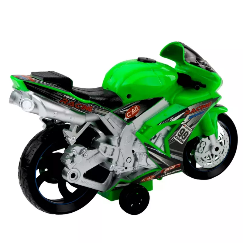 LEAN TOYS Moto de carreras Racer con tracción, luces y sonidos verde