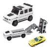LEAN TOYS Coche todoterreno de metal con coche oculto, luz y sonido blanco azul