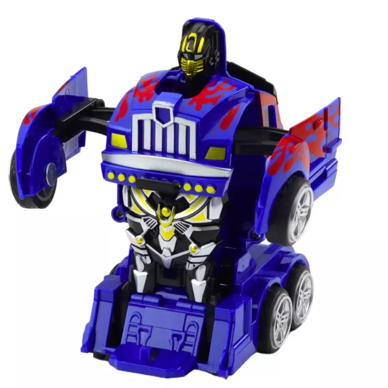 LEAN TOYS Camión robot 2en1 con tracción rojo con dibujos azul