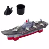 LEAN TOYS Portaaviones barco militar con tracción, efecto agua, cubo y embudo