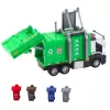 LEAN TOYS Camión de basura con motor 4 contenedores luces sonidos verde