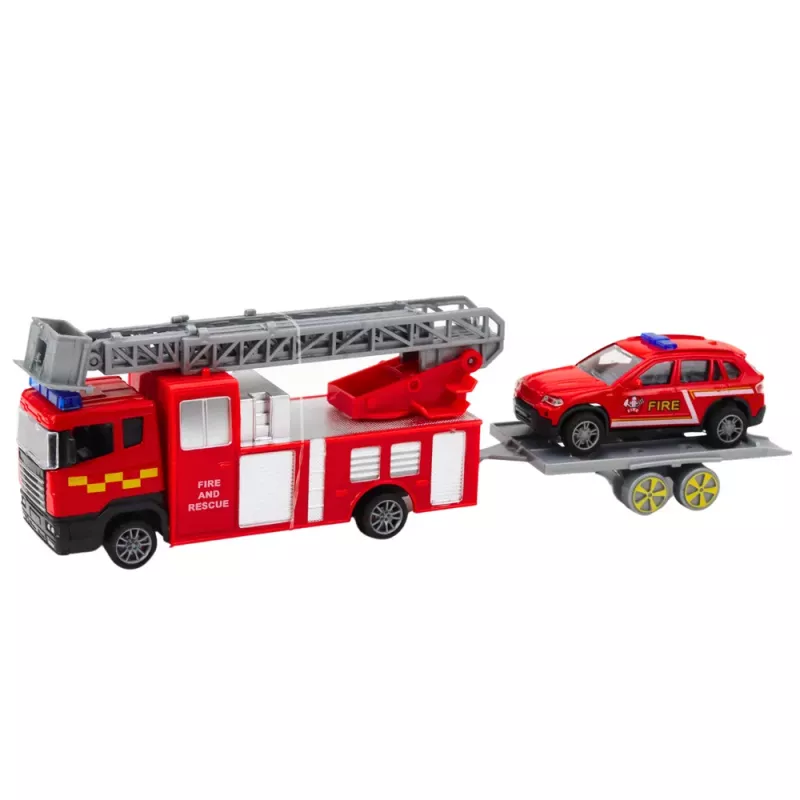 LEAN TOYS Set de coches de bomberos rojo