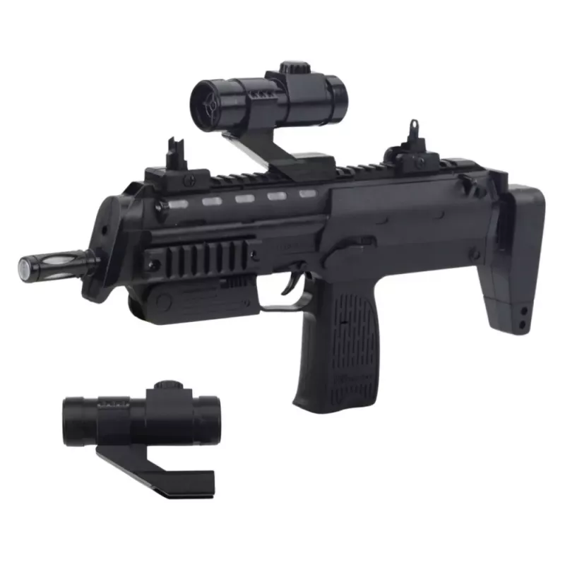 LEAN TOYS Rifle de juguete con luz, sonido y mira telescópica, negro, 41 cm