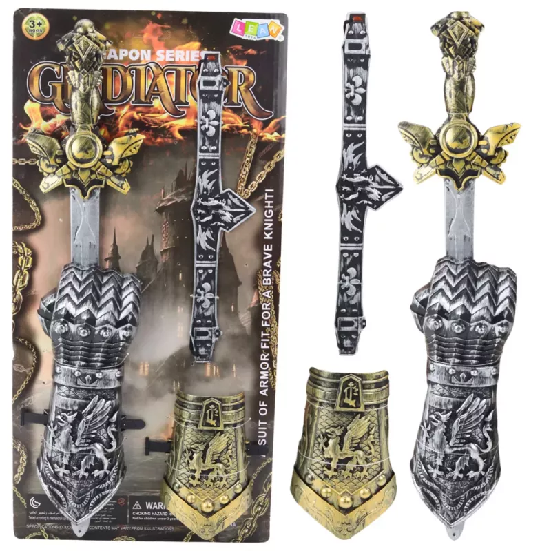 LEAN TOYS Set de caballero gladiador espada peto cinturón decorado