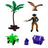LEAN TOYS Set de vaquero figuras carreta del oeste caballos palmeras vaqueras