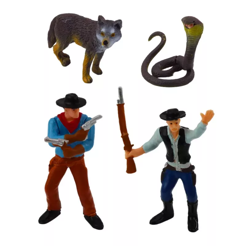 LEAN TOYS Set de vaquero figuras lejano oeste barco cañón vaquero