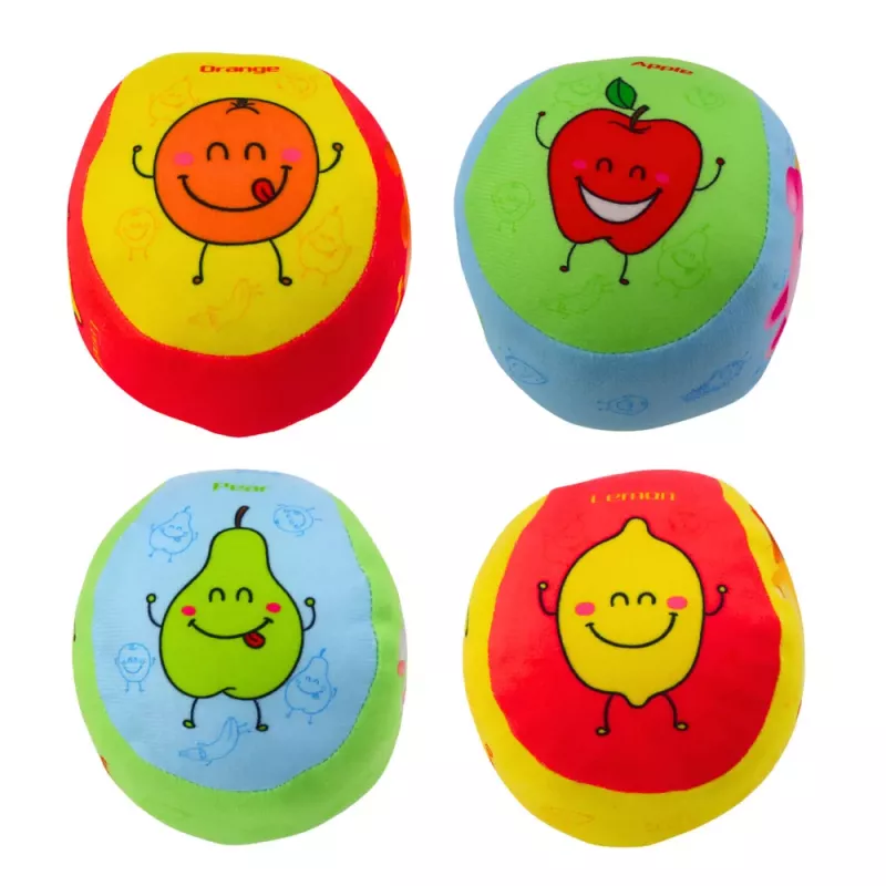 LEAN TOYS Set de pelotas blandas para bebés frutas de colores 4 uds.