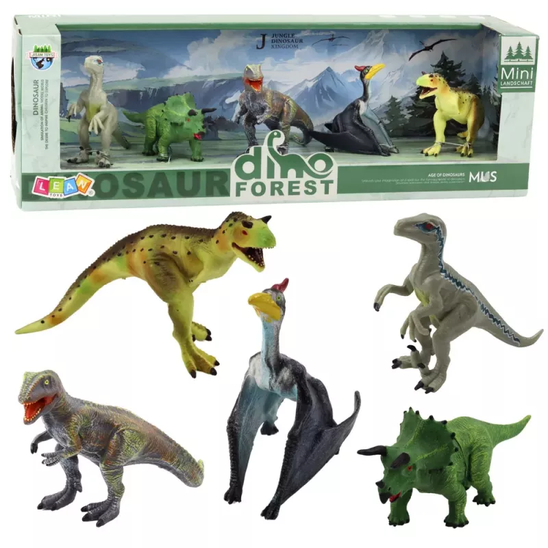 LEAN TOYS Set de figuras realistas de dinosaurios del bosque 5 piezas