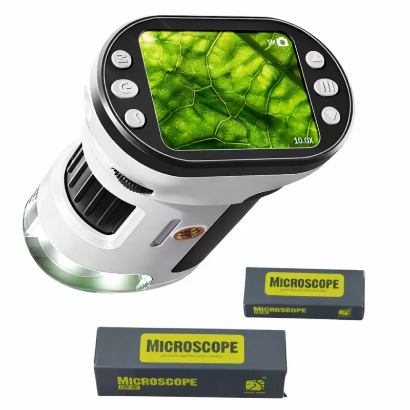 LEAN TOYS Microscopio digital educativo con pantalla, 1000 aumentos, función de vídeo y foto LED