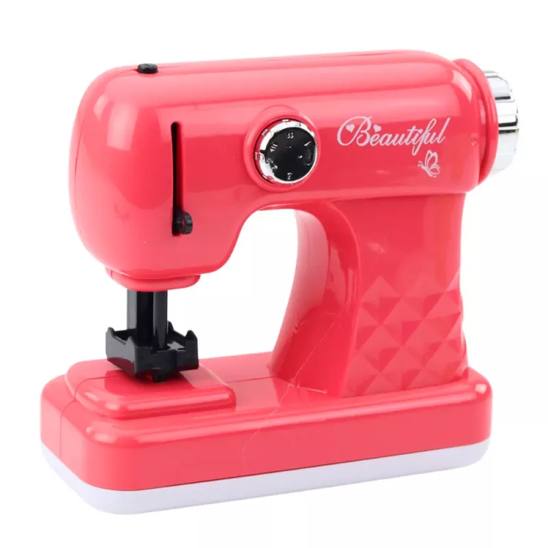 LEAN TOYS Máquina de coser de juguete con ratón para niños rosa claro