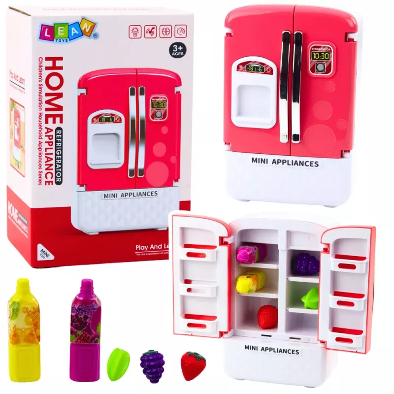 LEAN TOYS Nevera de juguete para niños con zumo de fruta, luces y sonidos, rosa