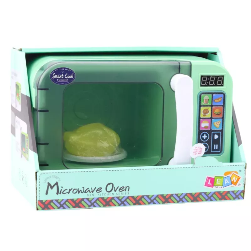 LEAN TOYS Microondas para niños con pollo giratorio, efectos de luz y sonido, verde