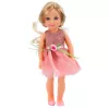 LEAN TOYS Muñeca con vestido y lazo, pelo largo, rosa, peine, 38 cm