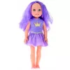 LEAN TOYS Muñeca con vestido y corona, pelo largo lila, cepillo, 38 cm