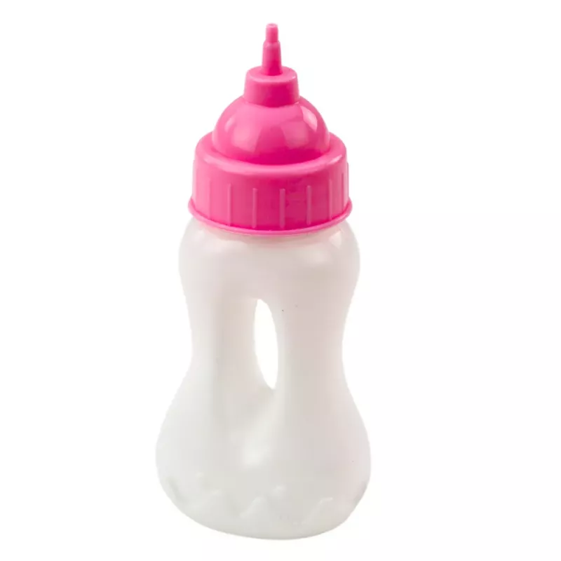 LEAN TOYS Muñeca bebé con biberón, vestido rosa empolvado, sonidos, 30 cm