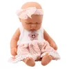 LEAN TOYS Muñeca bebé dormida con vestido rosa de encaje y diadema con estrella