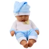 LEAN TOYS Muñeca bebé dormida con pijama azul y gorro con pompón