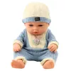 LEAN TOYS Muñeca bebé con conjunto de punto azul y gorro