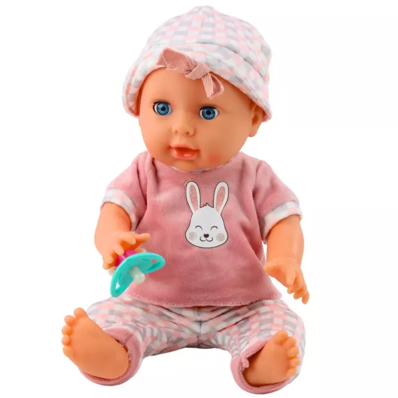 LEAN TOYS Muñeca bebé que hace pipí, set rosa con accesorios, sonidos, 35 cm