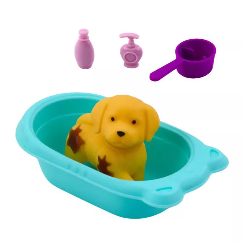 LEAN TOYS Set de bañera para perro para muñecas, accesorio interactivo para niñas