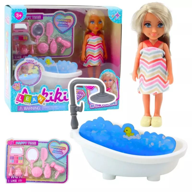 LEAN TOYS Set de mini muñecas Ankiki con bañera y accesorios de cuidado