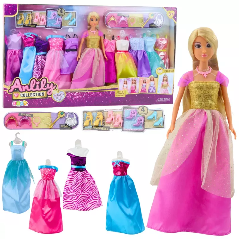 LEAN TOYS Gran set de moda Anlily Collection con vestidos y accesorios para muñeca, 24 uds.