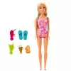 LEAN TOYS Set de muñeca Anlily en la playa con piscina, palmera y accesorios, 8 piezas