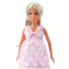 LEAN TOYS Muñeca Anlily embarazada con vestido rosa claro de lunares y pelo largo