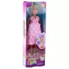 LEAN TOYS Muñeca Anlily embarazada con vestido rosa claro de lunares y pelo largo