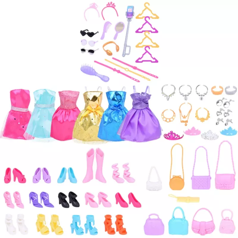 LEAN TOYS Gran set de moda Anlily Collection con vestidos y accesorios, 65 piezas