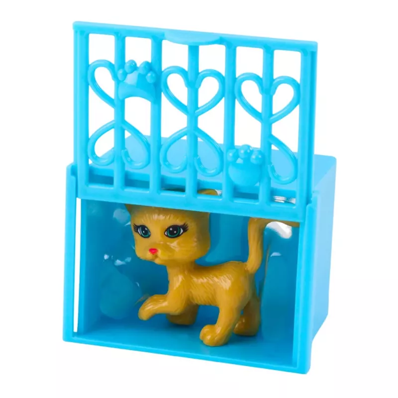 LEAN TOYS Mini muñeca con accesorios, carrito Kitty rosa, set de muñeca