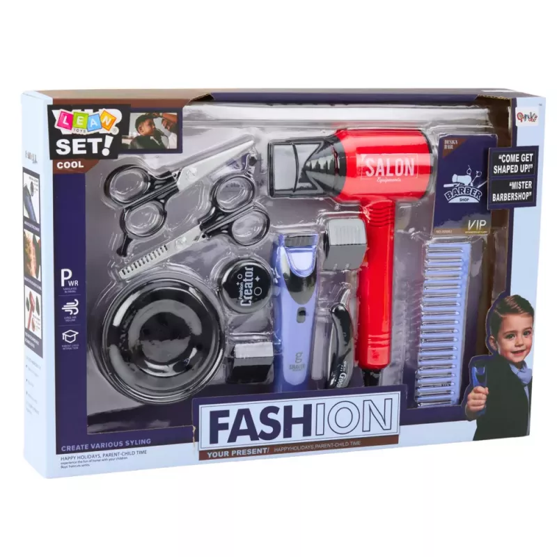 LEAN TOYS Set de peluquería para niños con secador de pelo, peines y accesorios
